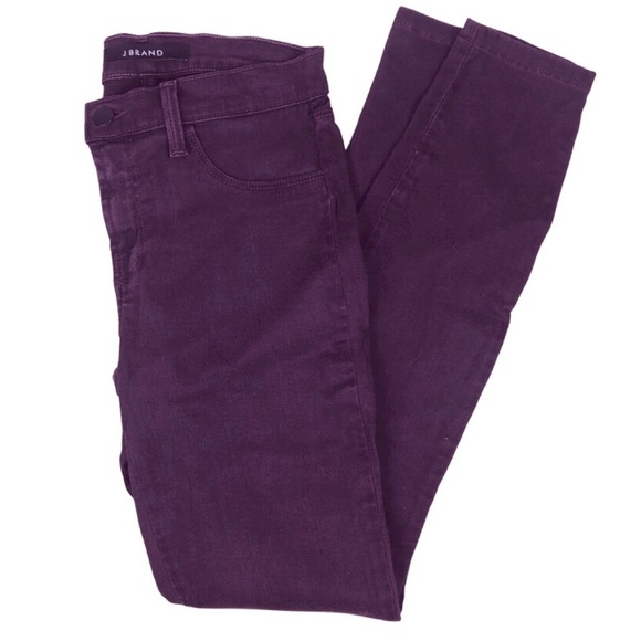 J Brand Denim - J Brand Women’s Super Skinny Dark Plum Purple Classic Denim Tight Zip Fly Jeans